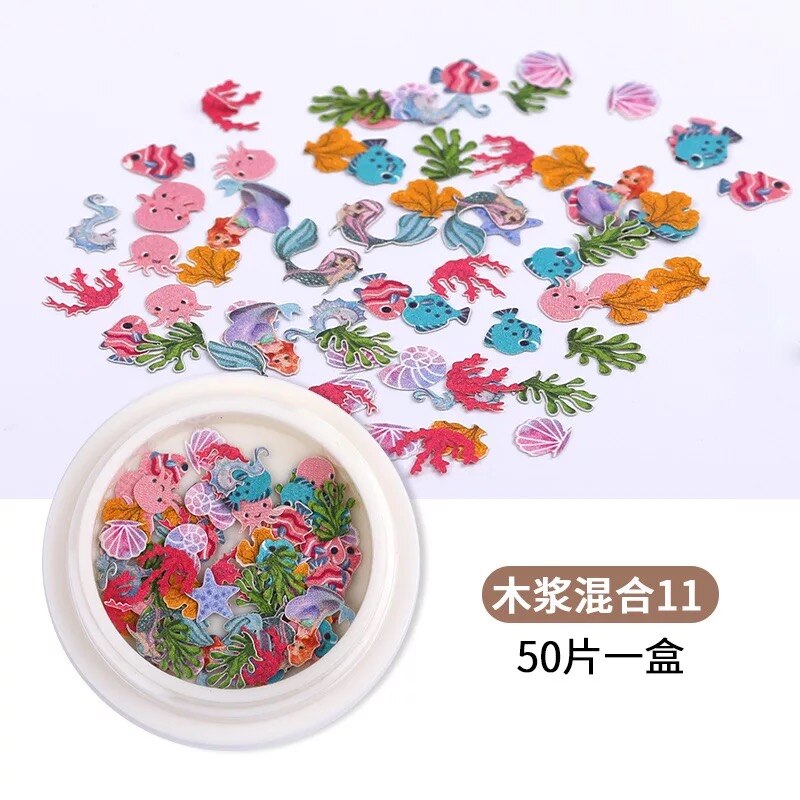 Neglekunst dekorationer negletilbehør tusindfryd blomster og blade blandet neglepasta ultra tynd neglefiner 3 dnail art 1 æske: 11