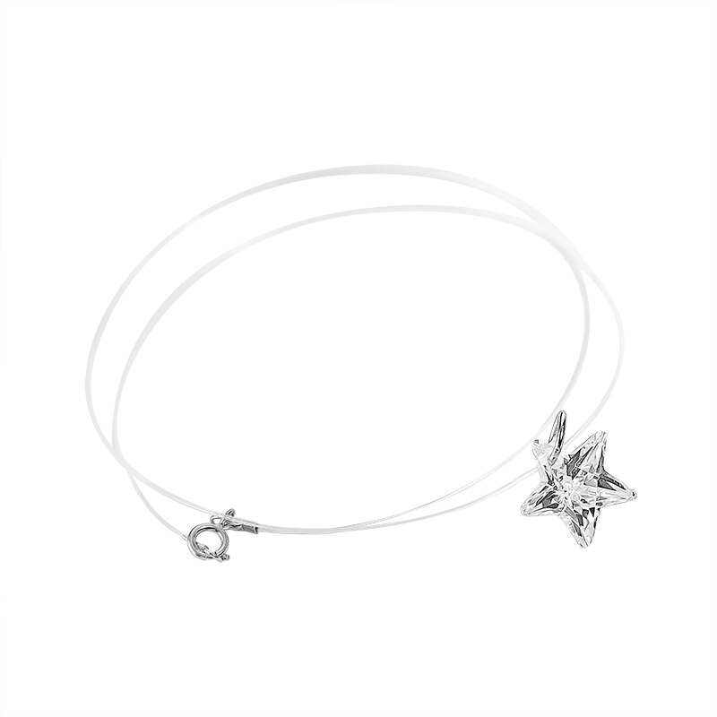 Inzatt Echt 925 Sterling Zilveren Vislijn Leuke Geometrische Zirkoon Hanger Ketting Fijne Sieraden Romantische Choker Voor Vrouwen