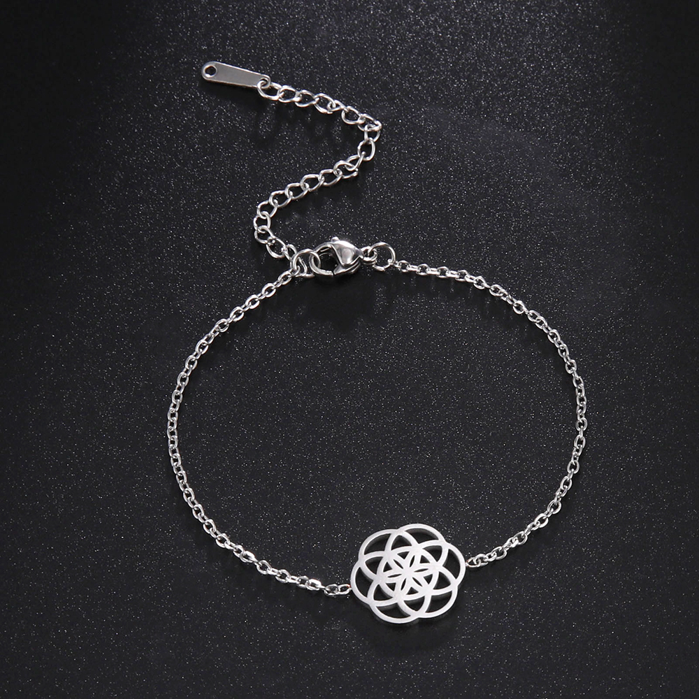 Dawapara-pulsera de semilla de la vida, amuleto de acero inoxidable con símbolo de Yoga, Geometría Sagrada, joyería Kabbalah