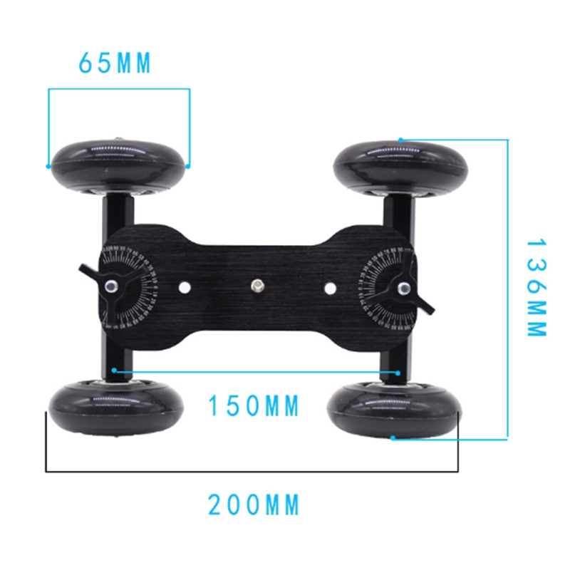 Carrello per fotocamera Mini reflex da tavolo Ultra silenzioso nero a quattro ruote con telecamera sportiva