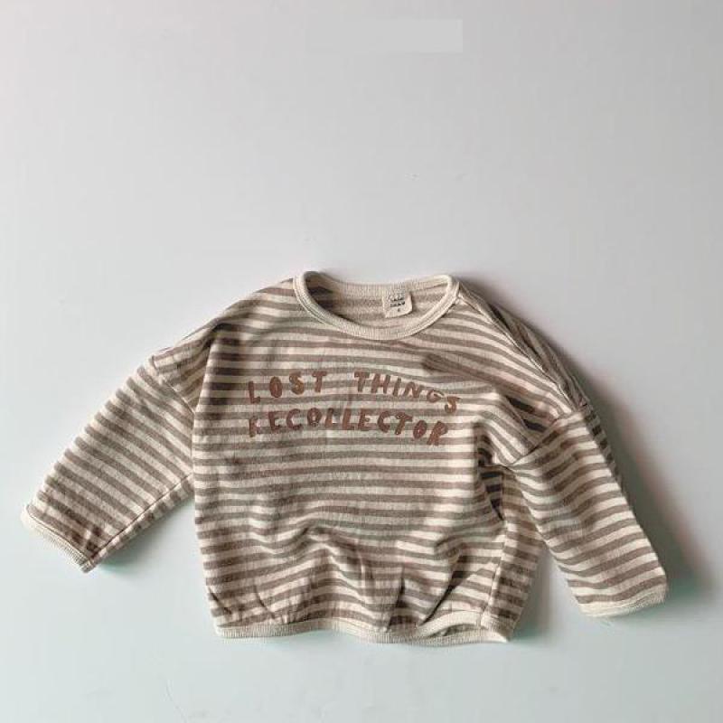 0-24M Baby Clothes Striped Infant Boys Girls Long Sleeve T Shirt Tops Baby Toddler Letter Print Sweatshirt Cotton Kids Shirts