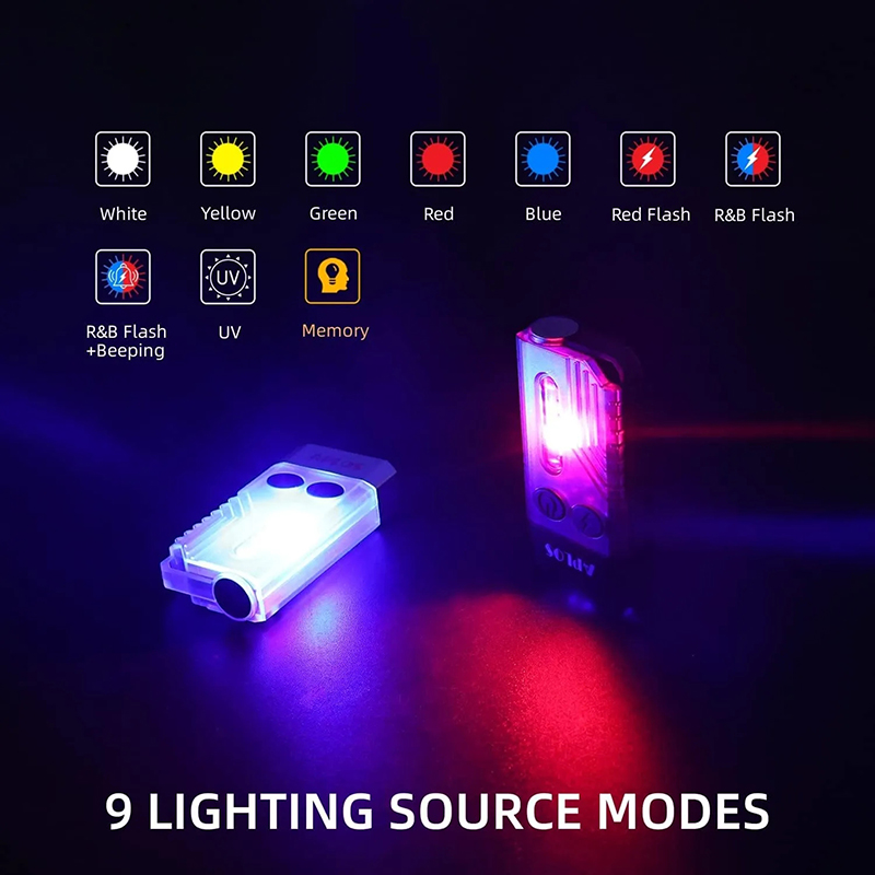 Mini V10 EDC Flashlight 1000LM Super Bright Portable Keychain Light With Magnet USB Rechargeable UV Beep Camping Lantern