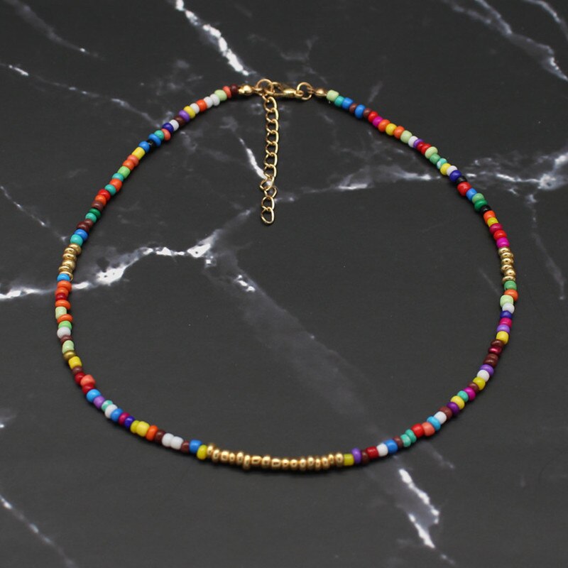 Bohemia Handmade Rainbow koraliki proste Choker naszyjnik moda damska dziki słodki kolorowy kołnierz biżuteria prezent: 18