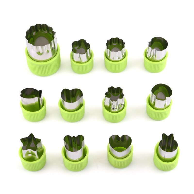 12Pcs Stainless Steel Flower Cutter Vegetable and Fruit Flower Cutting Mold Kitchen Convenience Decorative Tools Baking Mold