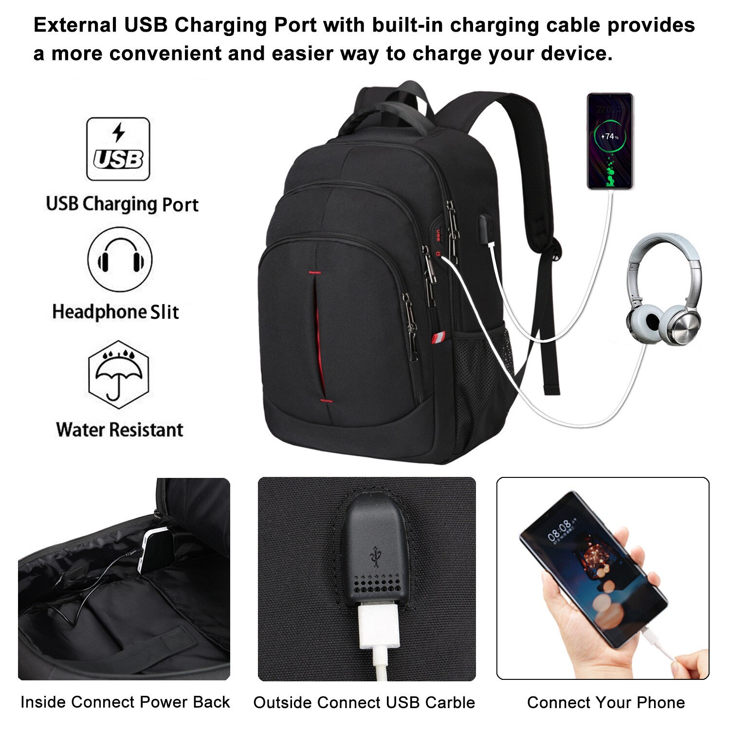 Herren-laptop-rucksäcke (15.6 zoll), diebstahlsicher, ideal für schule, reisen und rucksackreisen, wasserdicht, für laptops
