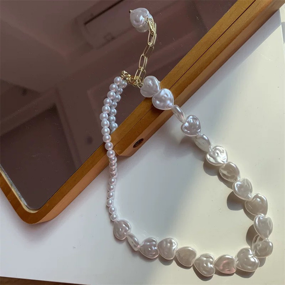 Collier ras du cou en perles vintage pour femme, bijoux de fête de mariage, forme de cœur, colliers de la présidence, tendance élégante, blanc, 216.239., X278