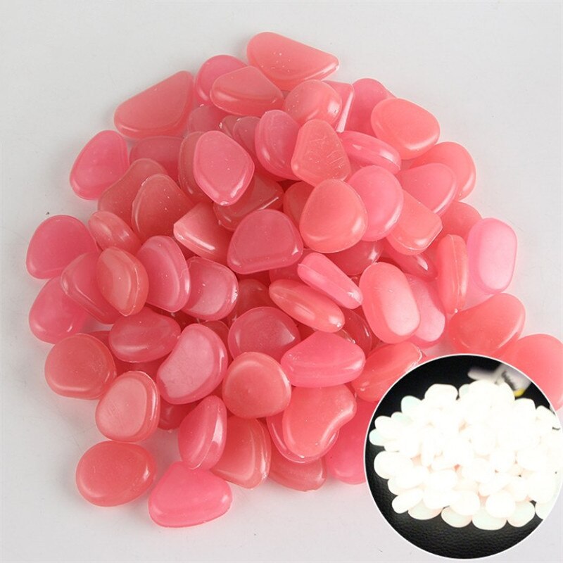 10 Pcs Amazing Garden Decor Luminous Stones Glow In the Dark Pebbles Light Emitting Aquarium Fish Tank Decoration Pebble Rocks: Pink