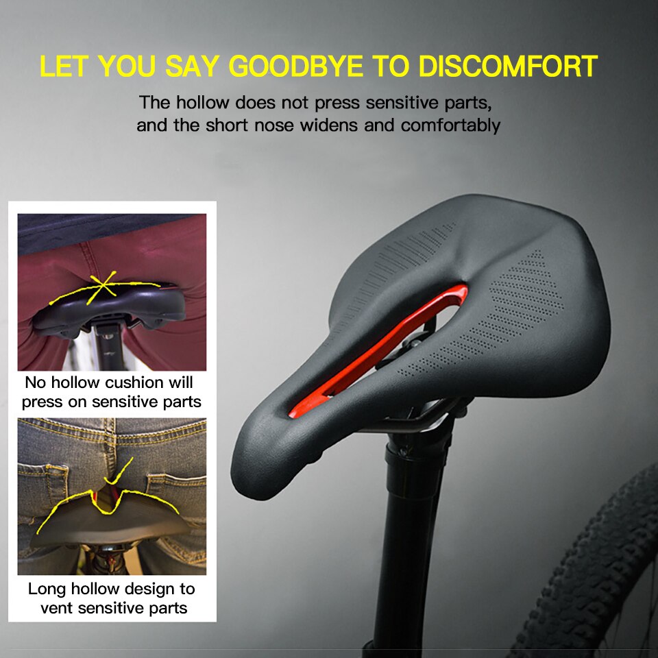Bicicleta nueva sillín de la bicicleta MTB DE LA BICI asiento culo grande suave comodidad almohadillas silla amplia PU suave hueco asiento cojín deportes