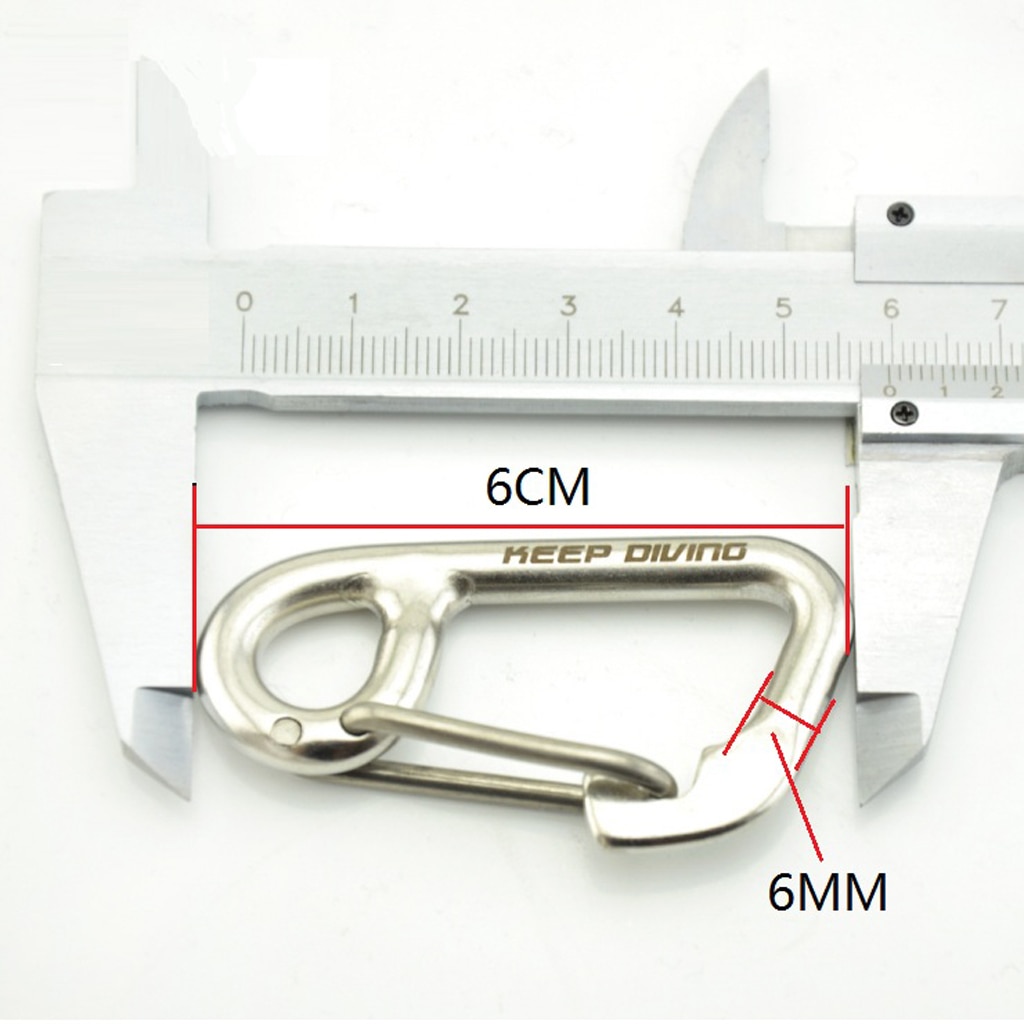 Rustfrit stål krog clip karabinhage låsering til dykning finger spole