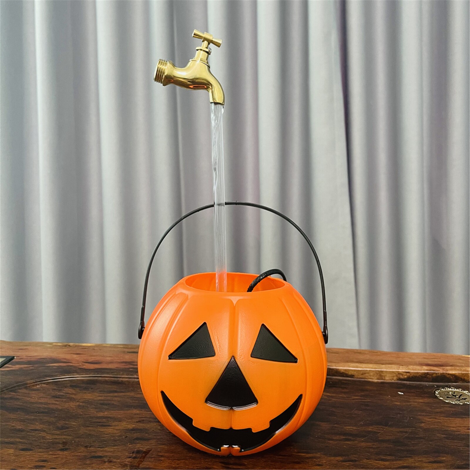 Invisible Flowing Spout Watering Can Fountain Yard Art Decor Magic Tap Running Water USB C1: Pumpkin