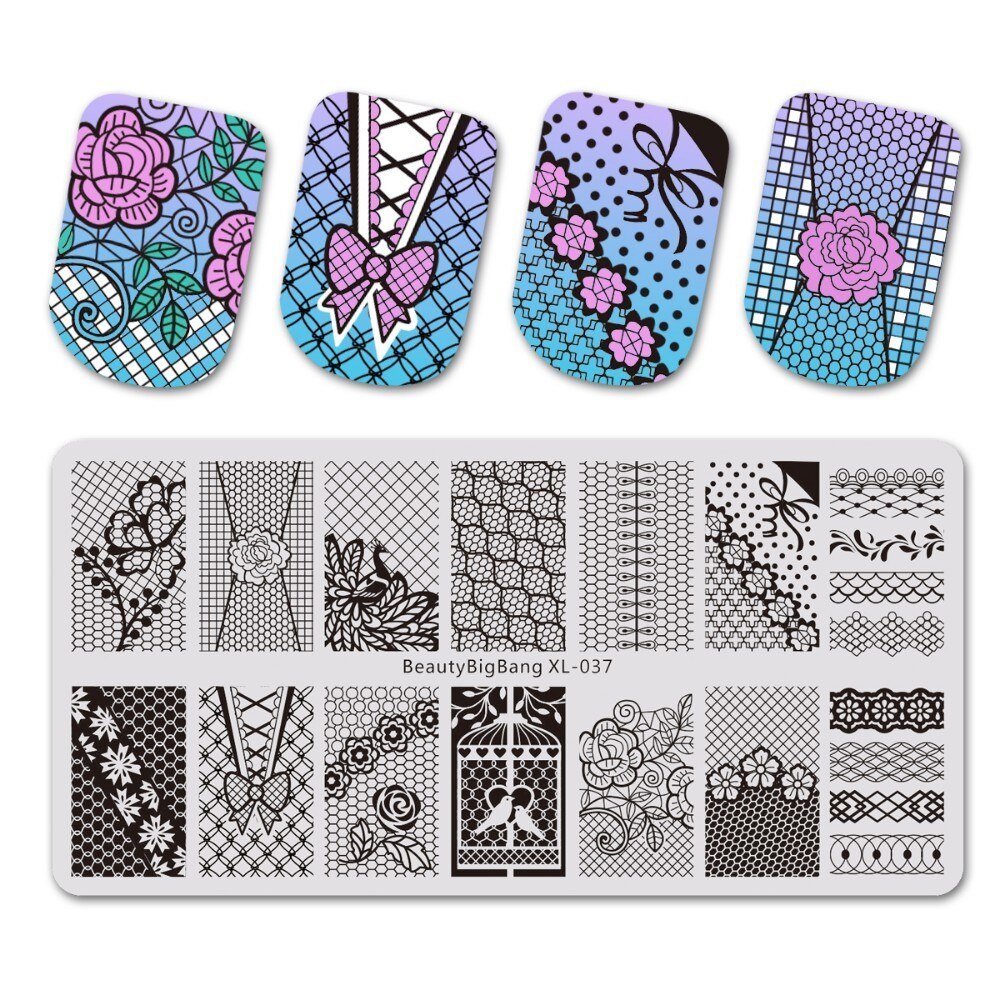BeautyBigBang ongle gabarit plaque acier inoxydable mignon chat chien motif ongles estampage plaques Rectangle timbre pour ongles BBB XL-013: 37