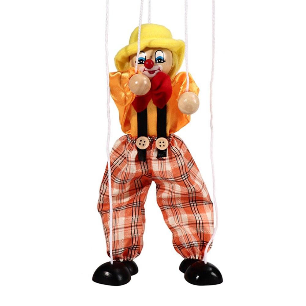 Clown Hand Marionette Puppet Toys Children's Wooden Colorful Marionette Puppet Doll Parent-Child Interactive Toys: Yellow
