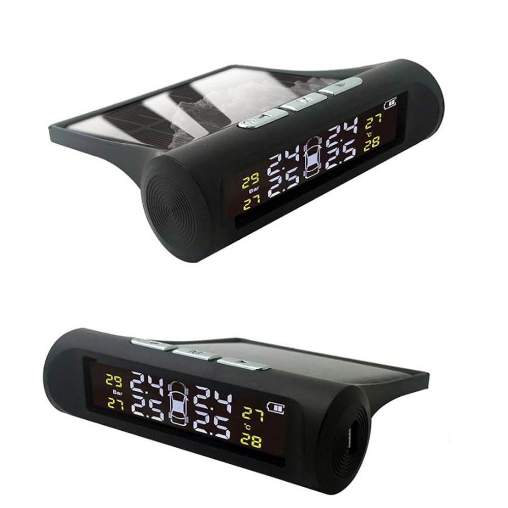 Smart Internal Car TPMS Tyre Pressure Monitoring System Solar Power Digital LCD Display Auto Security External