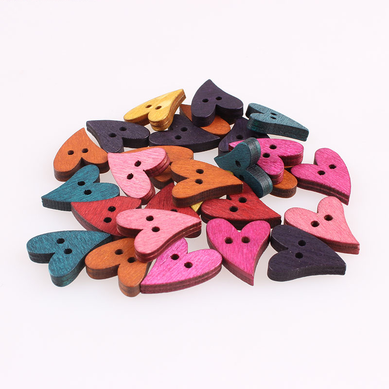 Botones de corazón hechos a mano para ropa de niña, bricolaje, decoración, costura, manualidades, botones de costura, accesorios, 100 Uds.