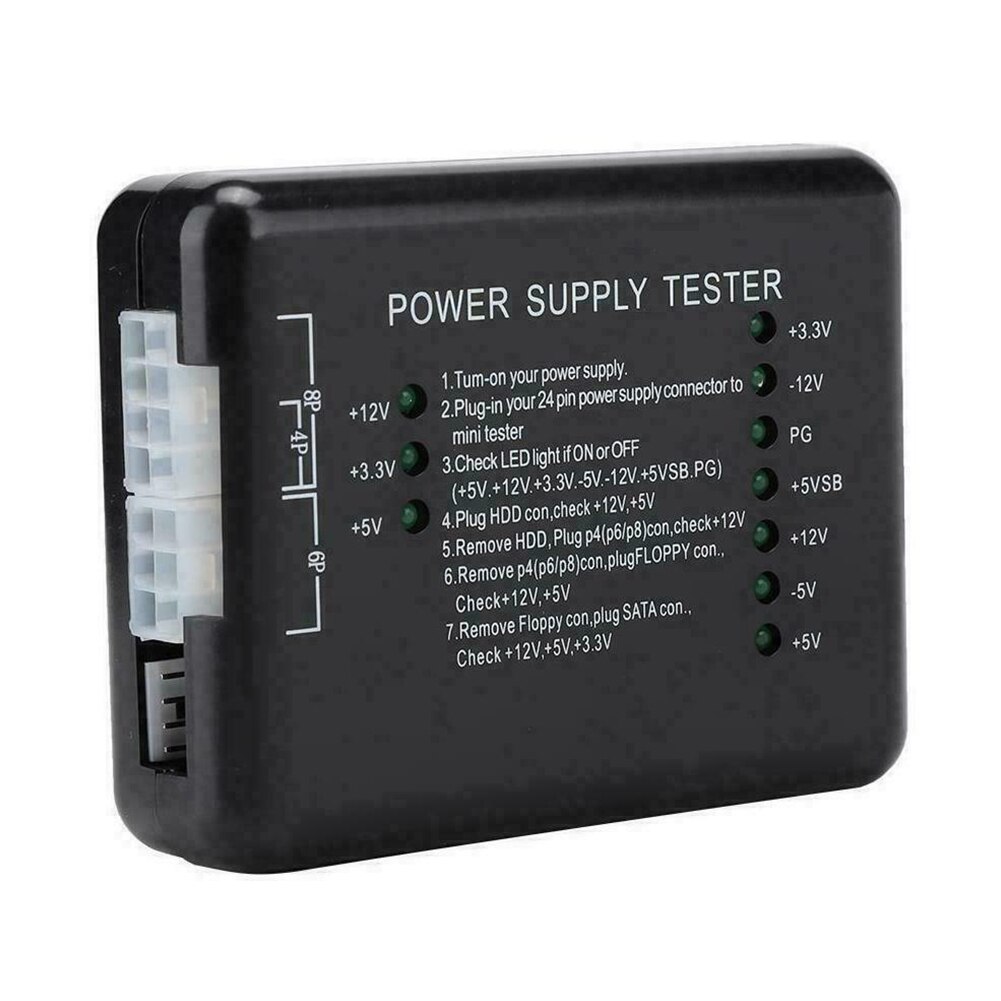 PC Computer Meter Power Supply Tester Accurate Check PSU ATX HDD 20/24 Pin Measuring Led Fault Detection 12V 5V 3.3V Mini SATA