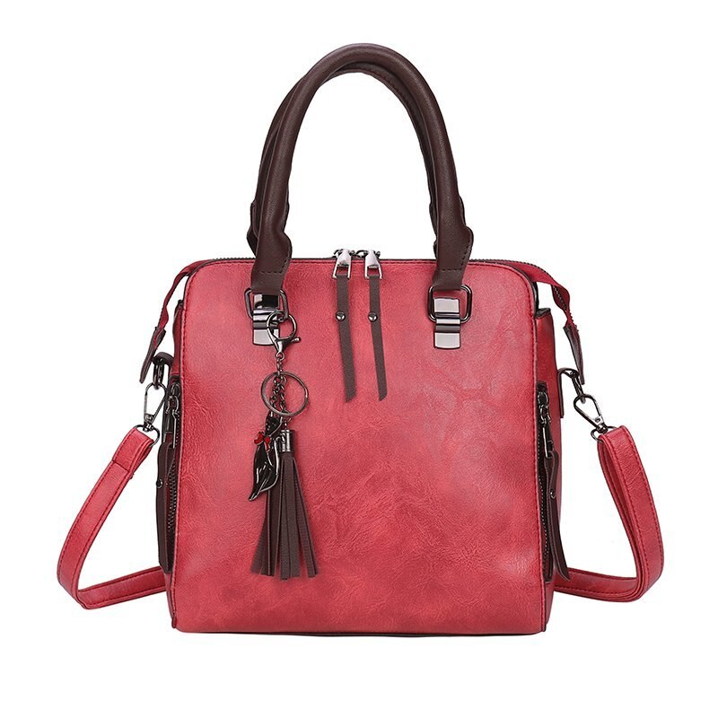 Offre Spéciale Vintage EN CUIR PU Sacs À Bandoulière Pour femmes nouveaux Sacs À Bandoulière Gland Sac à Main Femme Boston Sac PRINCIPAL: Red