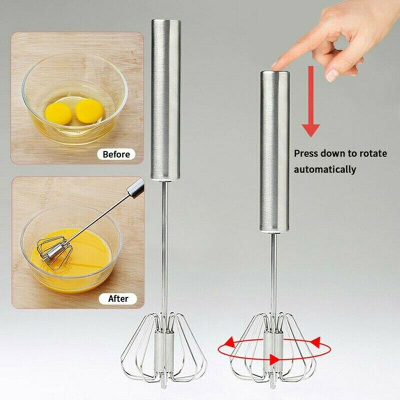 Stainless Steel Hand Pressure Rotating Semi-Automatic Eggbeater Mixer Coffee Milk Mixing Handheld Mixer Kitchen Cooking Tools