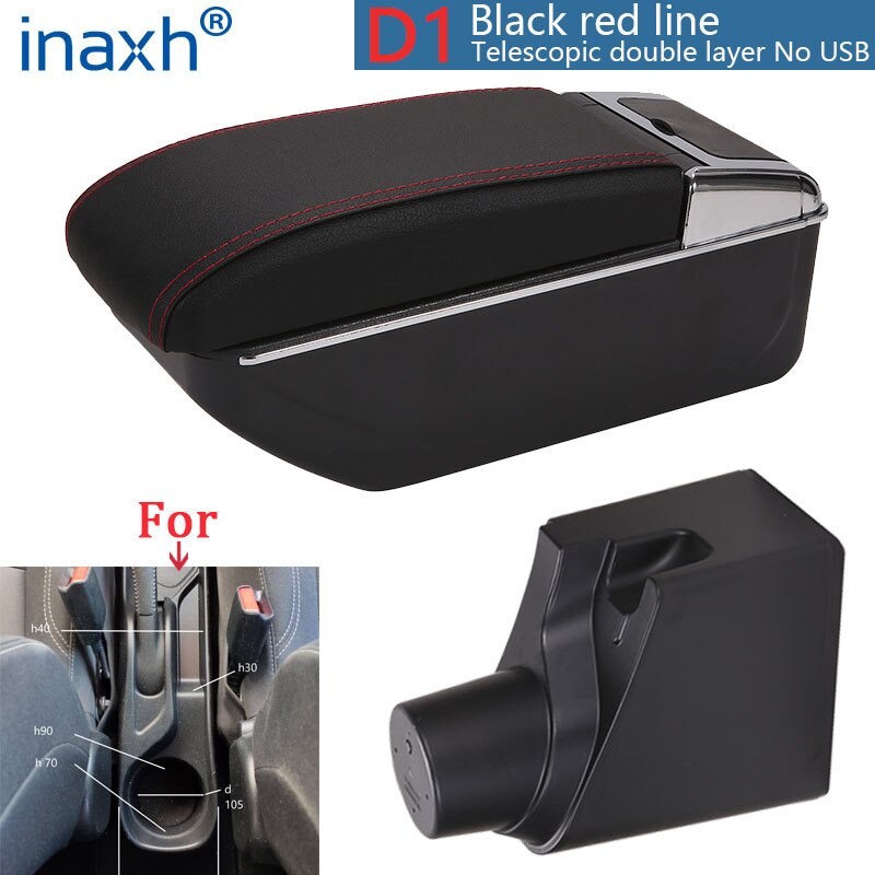 For Toyota Yaris Armrest For Toyota Yaris hybrid Car Armrest box Retrofit parts Interior Storage box USB LED: D1 Black red No USB