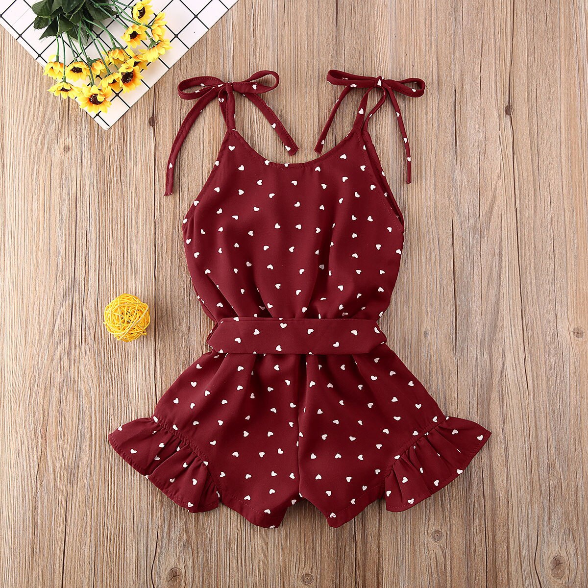 1-6Year Zomer Peuter Overalls Kids Baby Meisje Romper Hart gedrukt Jumpsuit een stuk