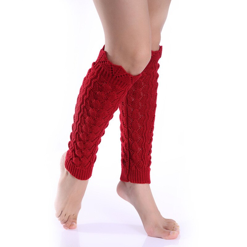 Creux ondulé bordure Imitation dentelle tricoté laine jambe couverture Pile Pile chaussettes femme automne et hiver chaussettes cheville plus solide: Rouge