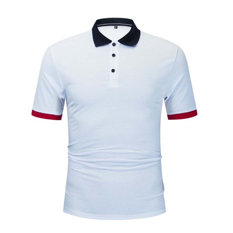 Summer Cotton Solid Color Business Polo Shirt Men Short Sleeve Casual Slim White Polo Shirts Men's Clothing: S