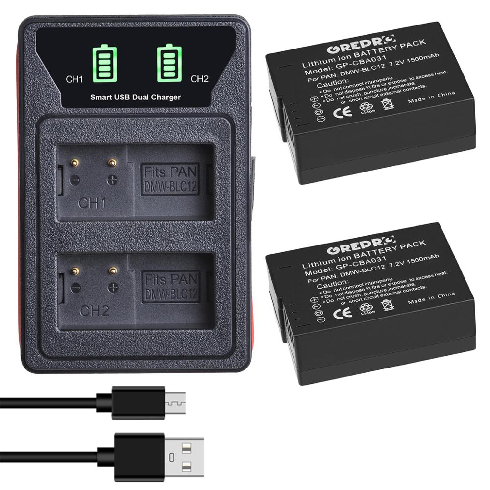 3X1500Mah DMW-BLC12 Batterij Voor Panasonic Dmw BLC12 BLC12PP BLC12E Lumix Dmc FZ1000 FZ200 FZ300 G85 G5 G6 g7 GH2 GX8: 2B with Charger