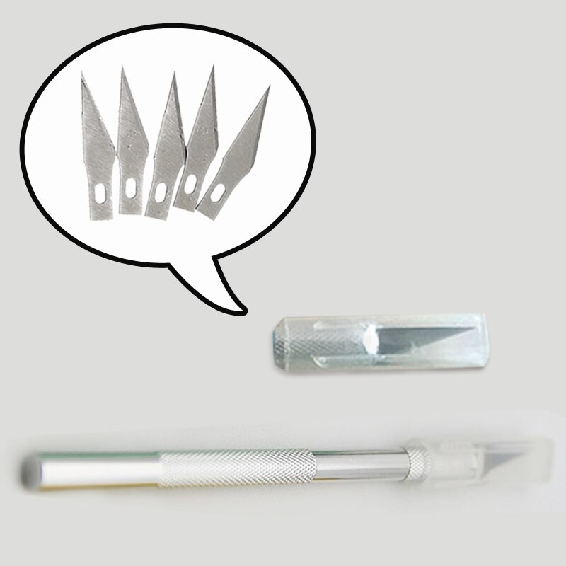 6 Knife Blades DIY Wood Carving Fruit Food Craft Sculpture Cutting Tool Metal Engraving Knifes Aluminum Rod Carving Tools: silvery 6 blade