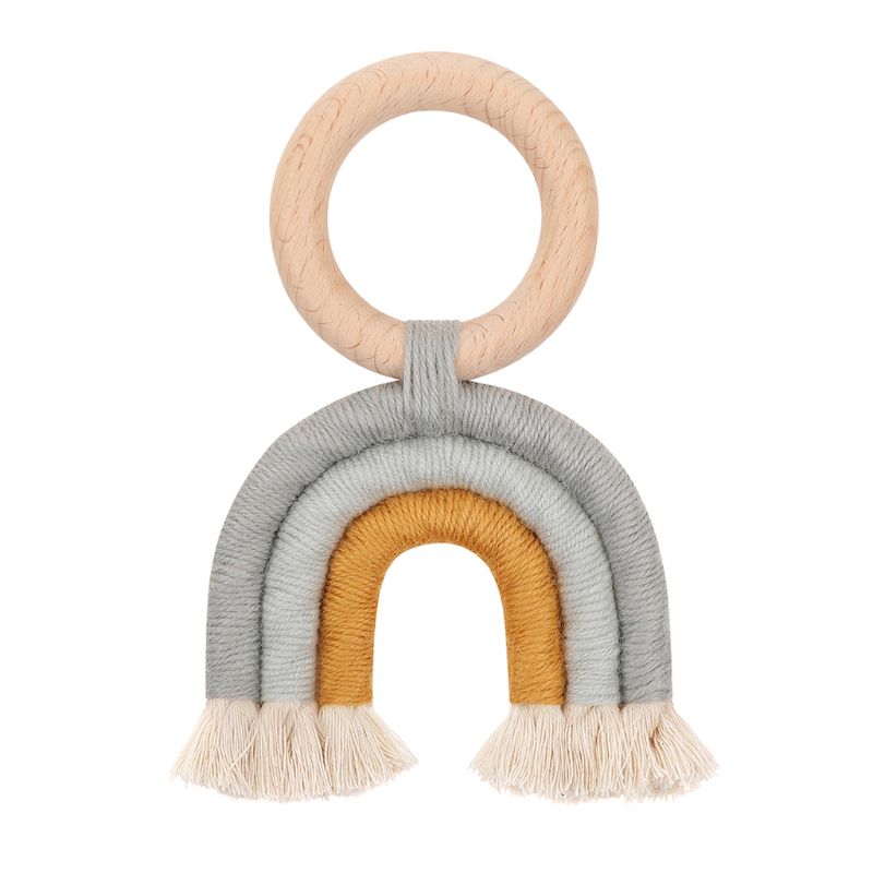 Christmas Baby Rainbow Teething Ring Safety Wooden Teether Baby Care Shower C6UF