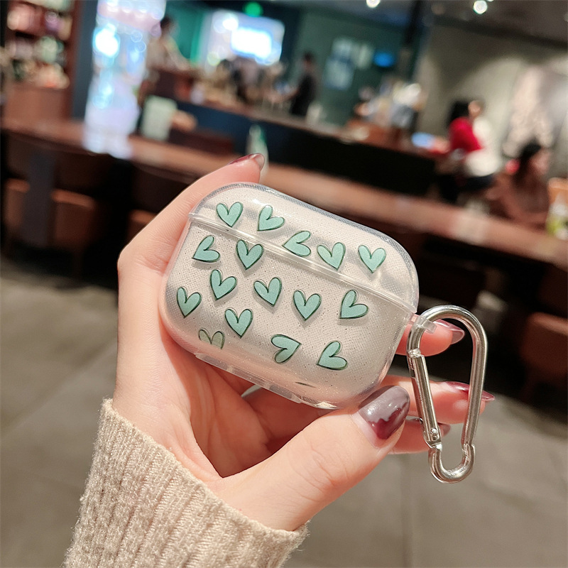 Ins dessin animé Bling paillettes souple TPU étui pour écouteurs pour Airpods Pro 2nd mignon coeur étui pour AirPods 1 2 3 4 2024 couverture boîte de chargement: S / BLEU CIEL