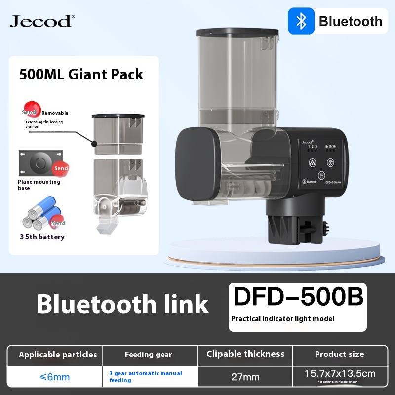 Jebao Jecod Aquarium Bluetooth Feeder 250Ml 500Ml Intelligent Getimed Siervisschildpad Voedsel Aquarium: Black