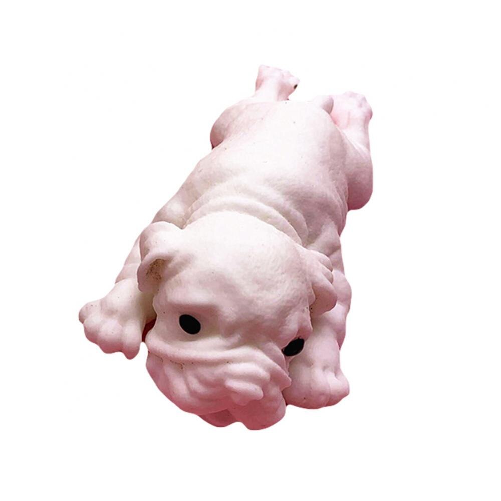 Bouledogue en Silicone souple et réaliste, jouet Animal doux et mignon, anti-Stress, pour enfants et adultes: WHITE