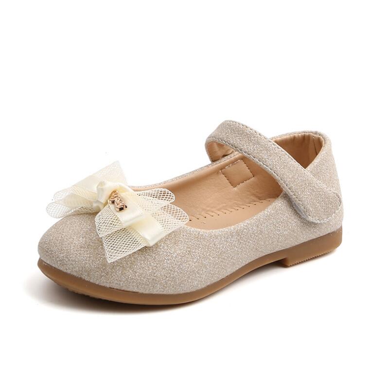 SKHEK Flowers Children Toddler Baby Little Girl Kids Sequins Dress Shoes For Girls School Black Party And Wedding Leather Shoes
