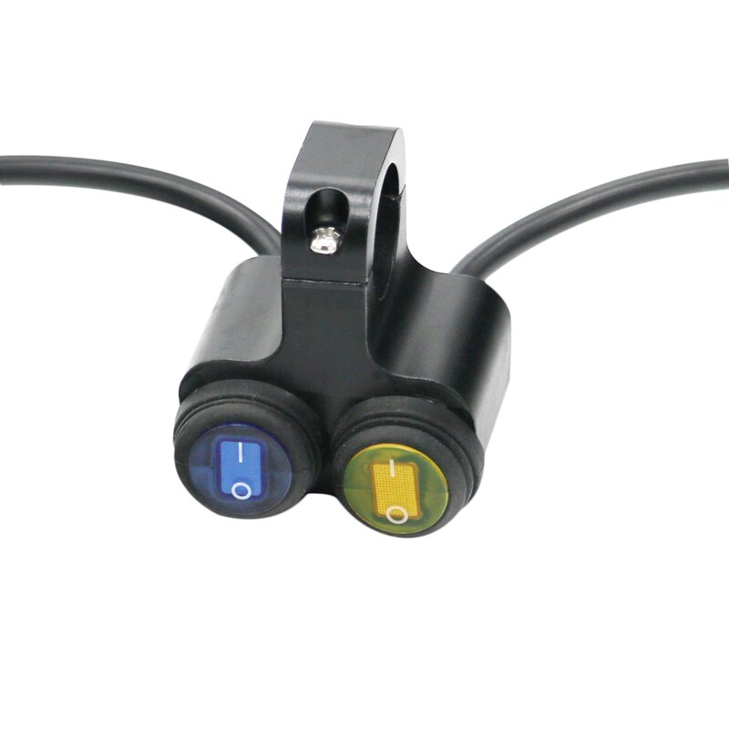 MoFlyeer Motorcycle Handlebar Switch 2 Control Button Motorbike 22mm 7/8" Bar Refit Switches ON/OFF Indicator: BlueYellow