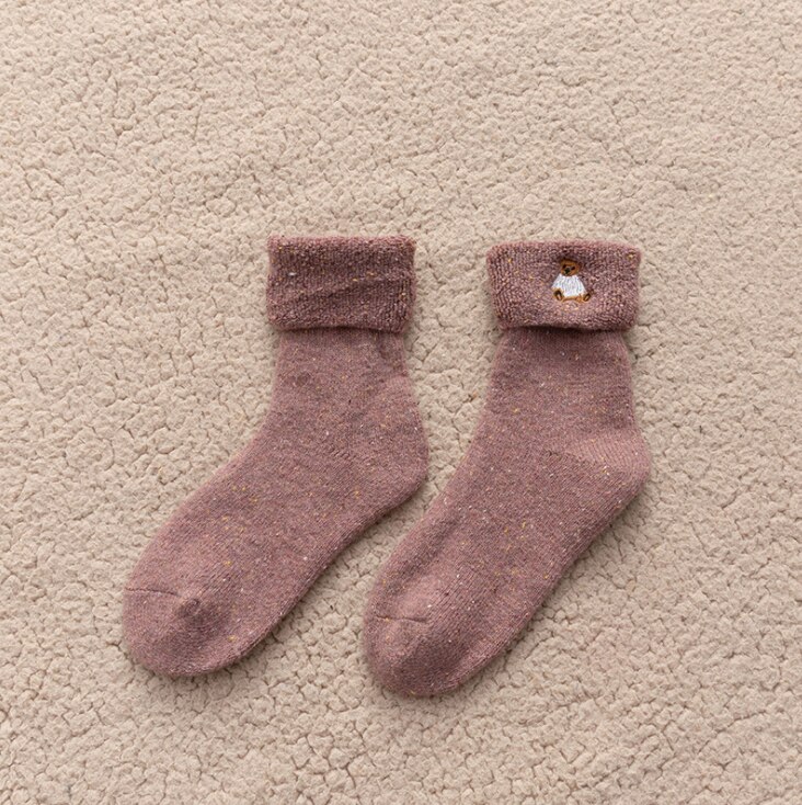 Thicken Winter Warm Wool Socks Women Japanese Style Solid Color Towel Christmas Socks for Ladies 102402: 15