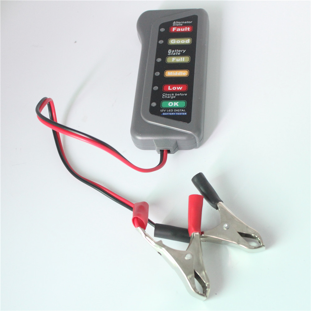 Car Battery Tester Digital Alternator Tester 6 LED Lights Display Car Diagnostic Tool Automotive Battery Test Device
