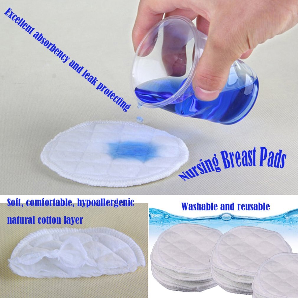 12 Pcs Herbruikbare Verpleging Borst Pads Biologische Vlakte Wasbare Zachte 3 Lagen Katoen Absorberende Feeding Baby Borstvoeding Accessoire