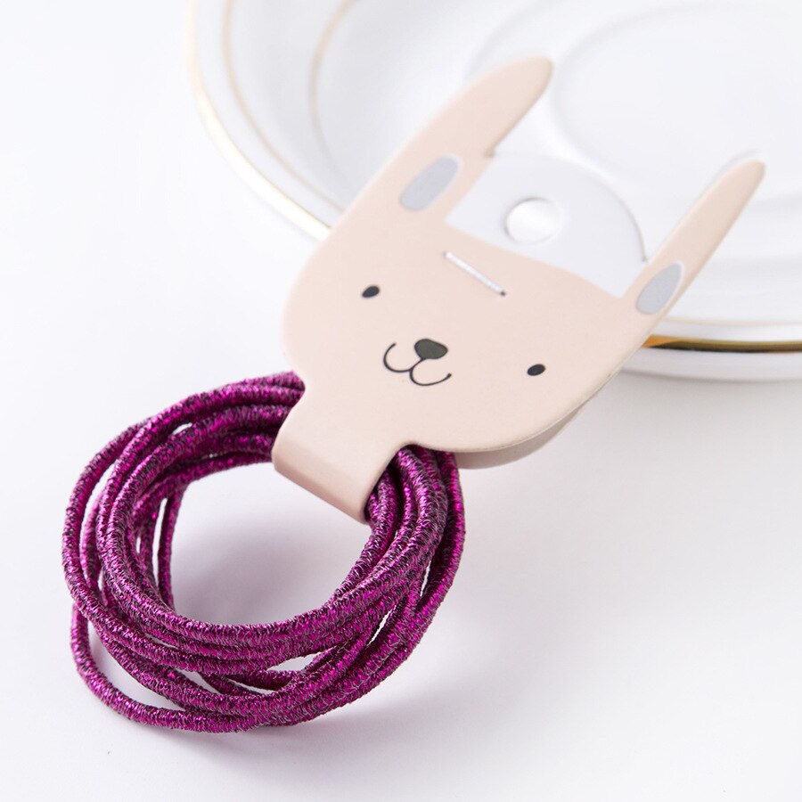 Bandes de caoutchouc en fil d'or pour filles | 10 pièces, couleurs bonbons, Nylon, bande élastique pour enfants, accessoires de cheveux, pour enfants, longue: rose