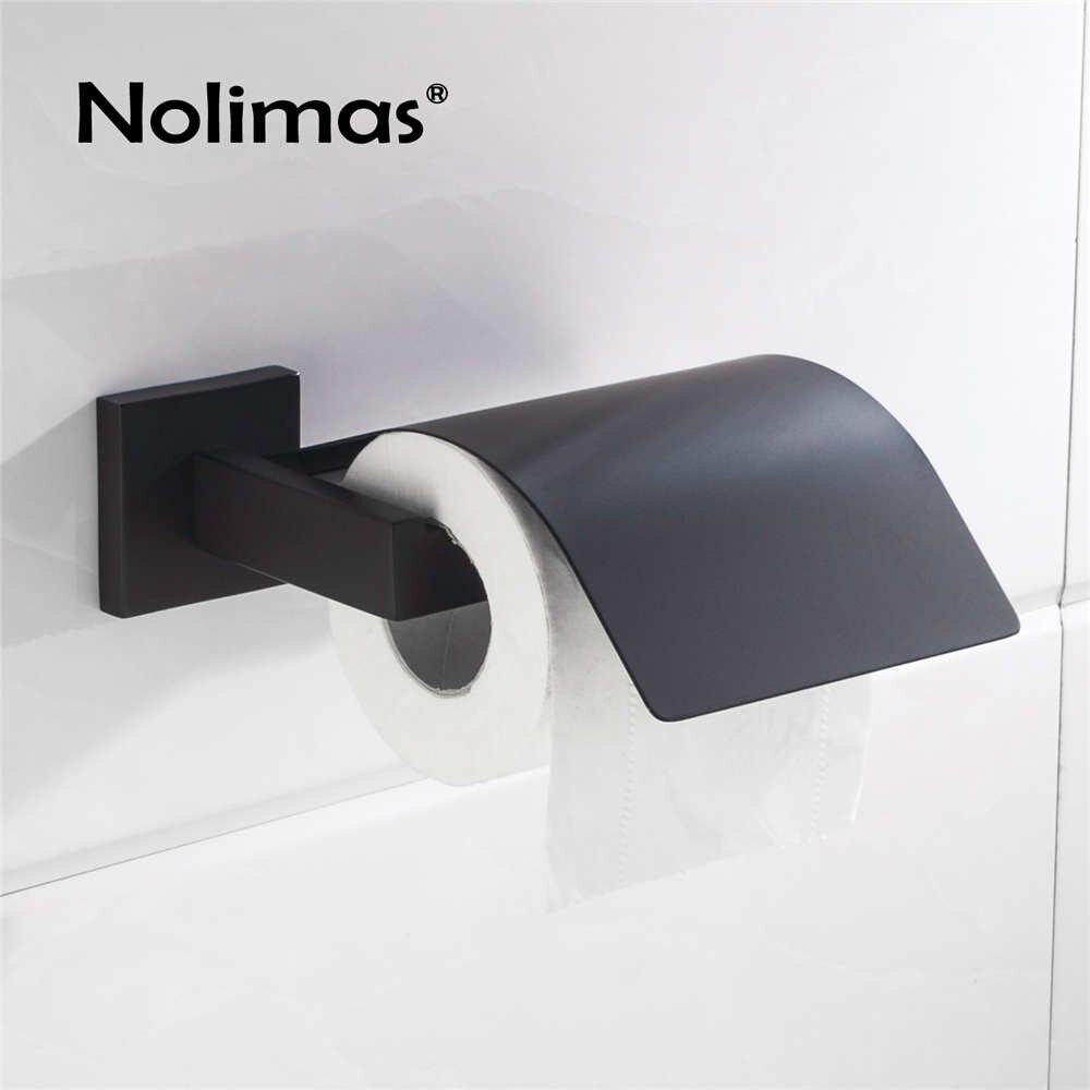 SUS 304 Stainless Steel Bathroom Hardware Set Black Matte Paper Holder Toothbrush Holder Towel Bar Bathroom Accessories: Shell Paper Holder