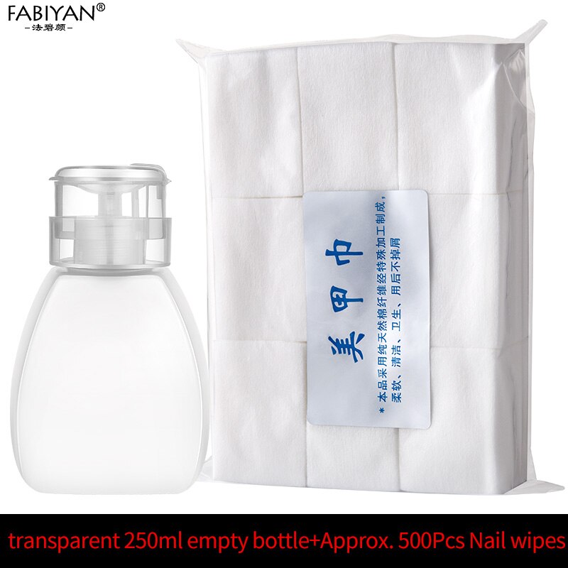 1Pc 250ml Nail Art Empty Plastic Bottle Polish Remover Alcohol Press Pumping Dispenser Nail Art UV Gel Cleaning Manicure Tool: Set 3