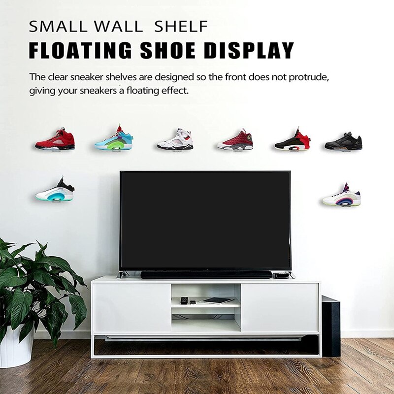 6 pacote de acrílico flutuante sneaker prateleiras transparente sapato exibir suporte decoração do quarto para exibição collectible sapato &amp; sneaker