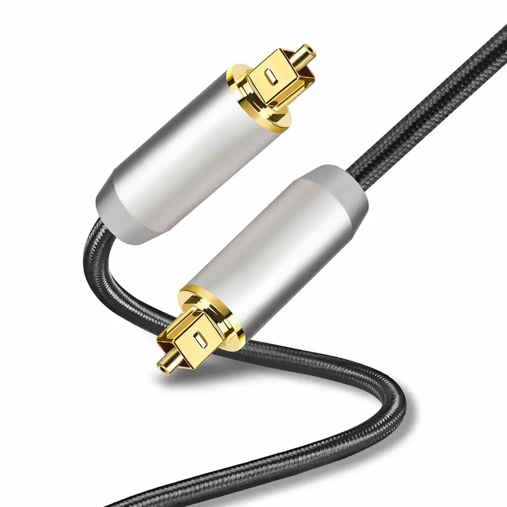 Cable óptico SPDIF, Cable de fibra óptica de Audio Digital, Cables chapados en oro para reproductor de CD y DVD Blu-ray, TV, de sonido de alta fidelidad: 2 m