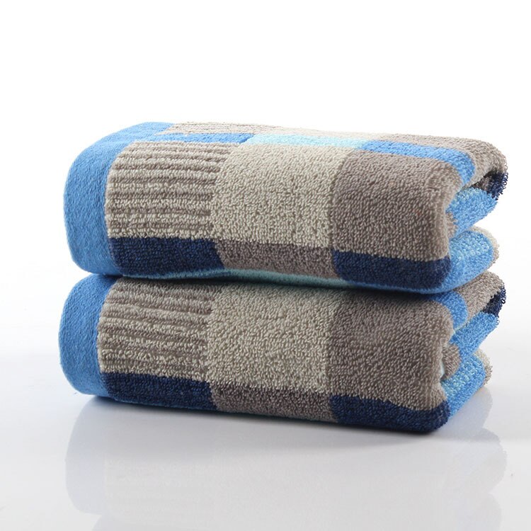 1pc katoenen blauwe gezichtshanddoeken, gekleurde geruite badhanddoeken, 34*73cm absorberende badhanddoeken: Blauw