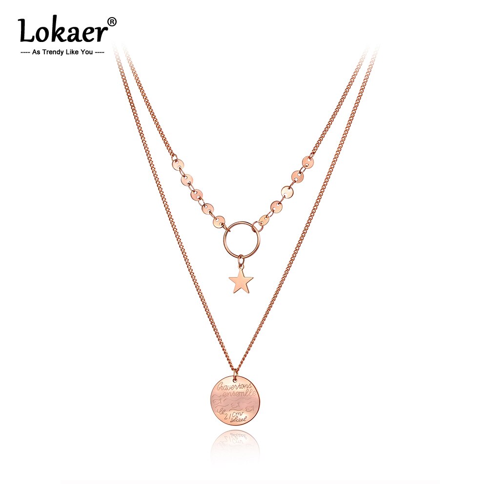 Lokaer Böhmen Edelstahl Doppel Schicht Sterne Charme Halsband Halsketten Strand Schmuck Kette Anhänger Halskette Für Frauen N20065