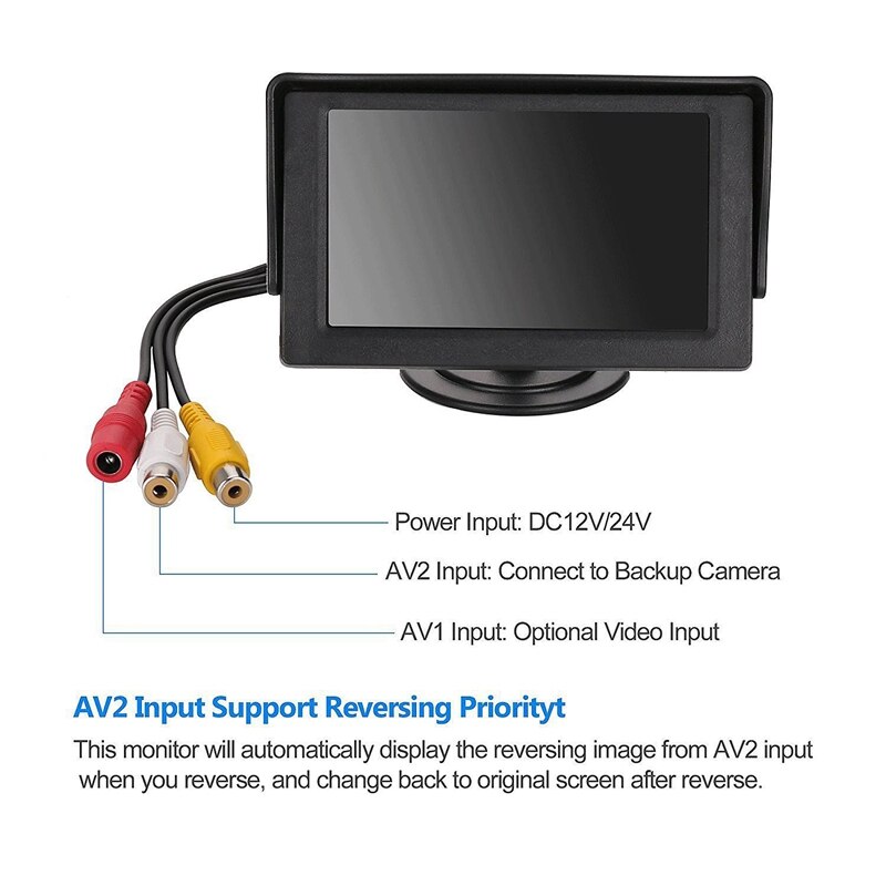 4.3 Inch Auto Hd Rear View Digitale Display Lcd Kleur Display Car Rear View Monitor Sn Met 2 Av-ingang voor Auto Achteruitrijcamera Cam