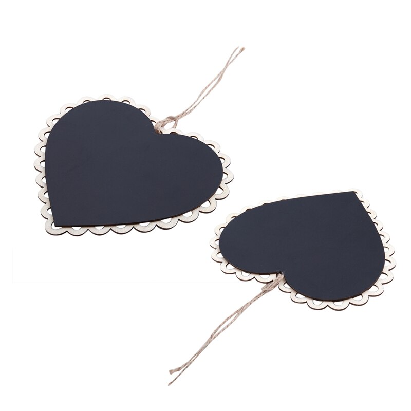 10 Pieces Mini Hanging Chalkboard Wood / Slate Chalkboard Black Hanging Wood writable erasable Blackboard in Message board Woo