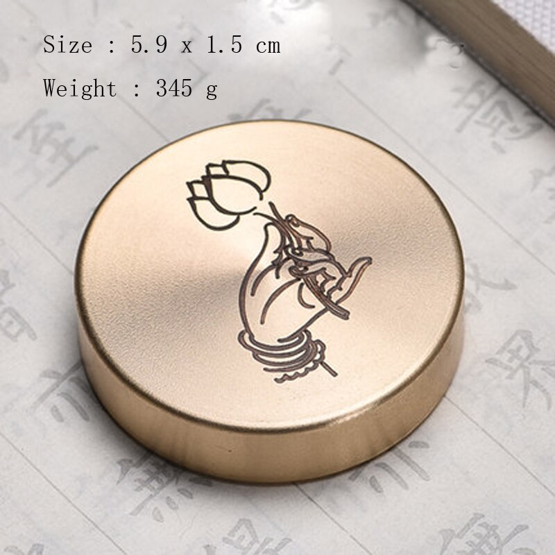 Brass Paperweights Round Metal Paperweight Painting Calligraphy Paper Pressing Prop Portable Pattern Rotating Paper Weights: C