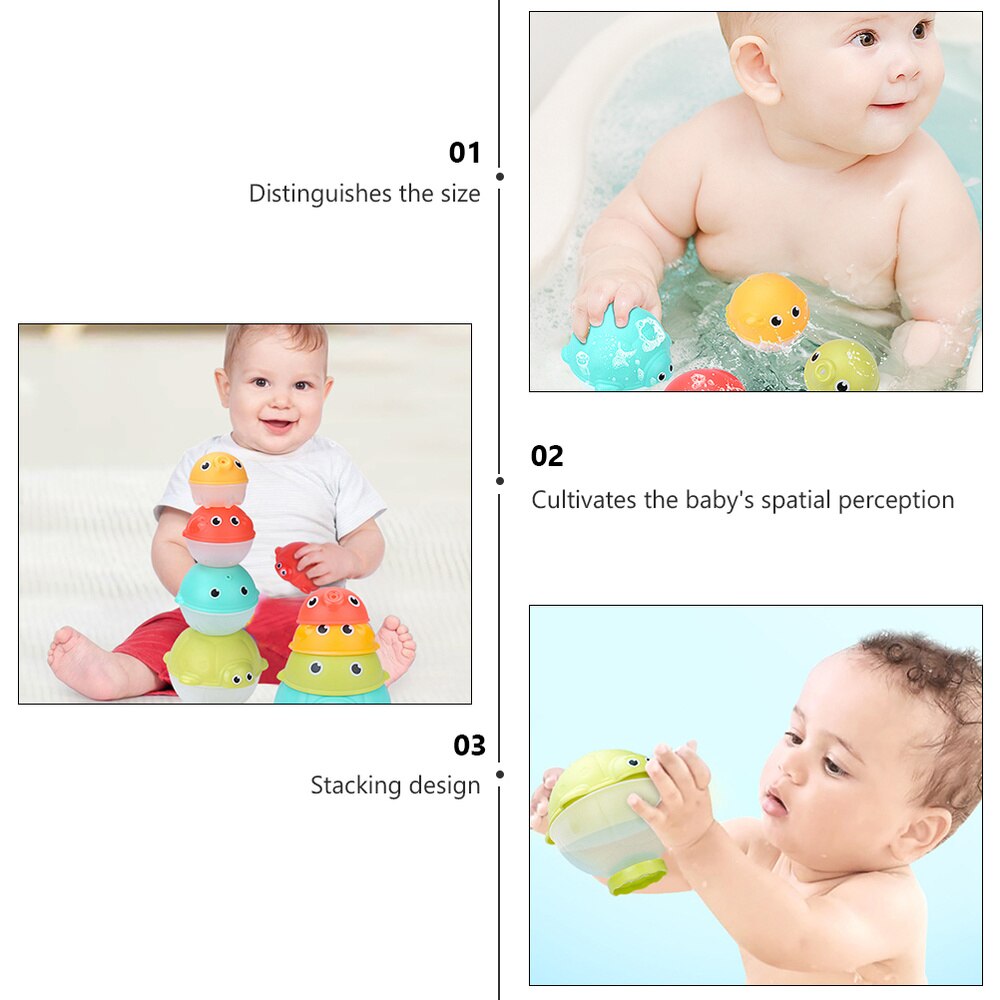 4Pcs Bath Toys Educational Stackable Adorable Portable Bath Stacking Toys Bathtub Toys for Baby