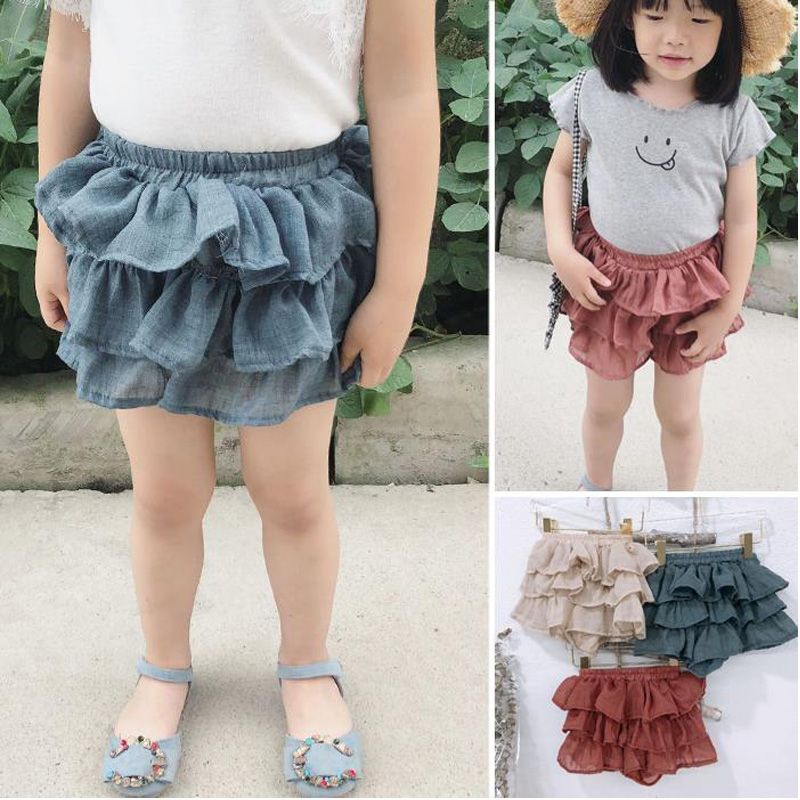 Summer Girls Short Skirts Cute Children Baby Kids Girls Lovely Mesh Layers Elastic Short Skirts