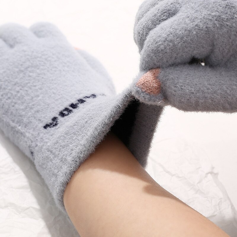 Gants d&#39;hiver pour femmes, avec Panda de dessin animé, en velours, pour garder au et au froid, pour le cyclisme en plein air, le ski, coupe-vent