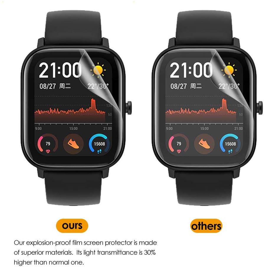 1/3/5 kpl läpinäkyvä täyskansi kirkas pehmeä näytönsuojakalvo huami amazfit gts sport hd film mattakalvo näytönsuoja